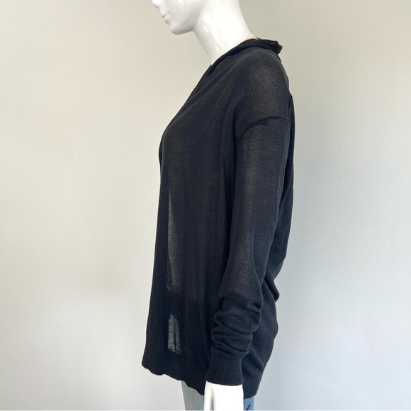 CLUB MONACO Black Sheer Knit Long Sleeves Open Front Lightweight Cardigan Sz M - Picture 7 of 16
